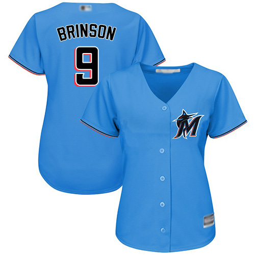 Marlins #9 Lewis Brinson Blue Alternate Women's Stitched MLB Jersey